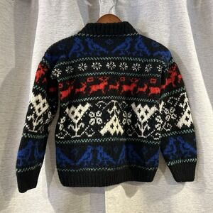 Vintage Hand Knit Wool Christmas Holiday Crewneck Sweater